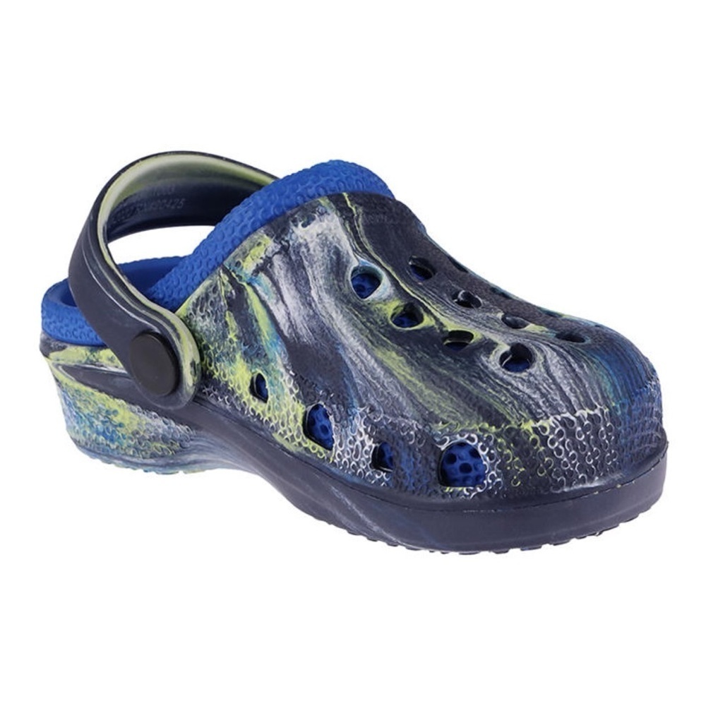 Navy & Black Tie-Dye Swirl Heel-Strap Clog Beach Travel Swim Shoes